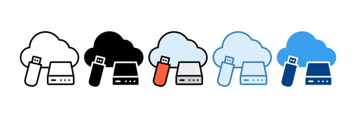 Storage Icon Set Multiple Style Collection