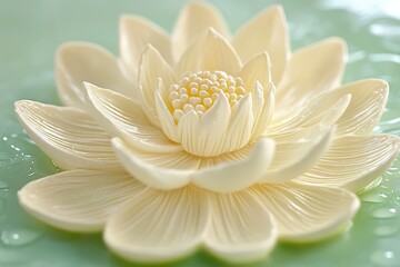 Fototapeta premium Detailed close-up view of a delicate white lotus flower.