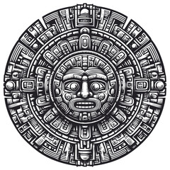 Obraz premium Aztec Sun Stone Full of Ancient Symbols, Mystical Power, and Spiritual Energy, Rich in Cultural Meaning and Ritual Significance