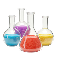 Colorful Laboratory Glassware. Set of laboratory glassware with different colored liquids.