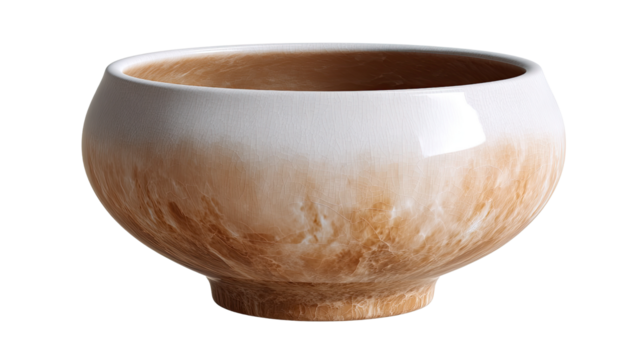 White Glaze Ceramic Bowl: A rustic and elegant ceramic bowl with a white glaze and a gradient design, perfect for serving small dishes or showcasing decorative objects.