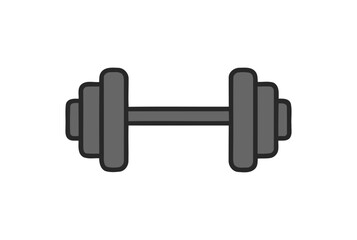 Classic iron dumbbell with layered weights for strength training and workout equipment. on a transparent background