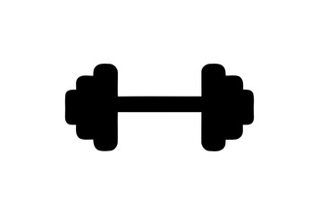 Black dumbbell with multiple stacked discs for weight lifting exercise, strong training and muscle building on a transparent background