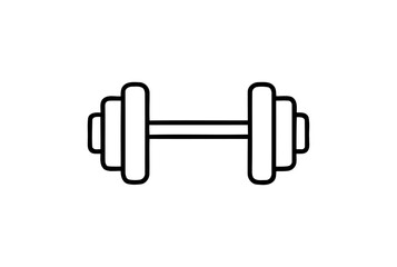 A line drawing illustration of a dumbbell with multiple weights on each side, fitness concept and exercise equipment. on a transparent background