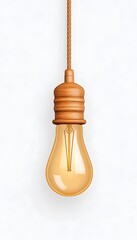 Warm-toned Edison bulb hangs from a simple, light brown cord