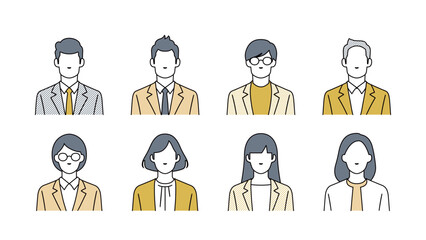 Set of faces of business people	

