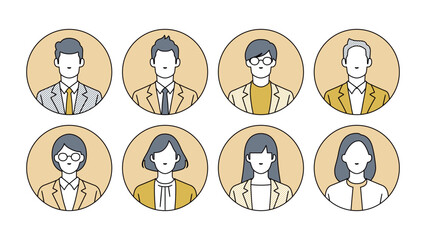 Set of faces of business people	
