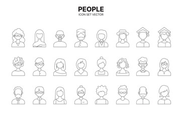 Obraz premium People icons. Male and female human-shaped line illustration 