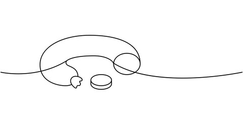 Chorizo sausage one line continuous drawing. Butchery sausages menu. Vector illustration.