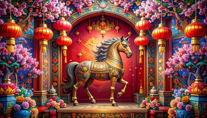 Obraz premium Chinese New Year background. Gong Xi Fa Cai ornaments