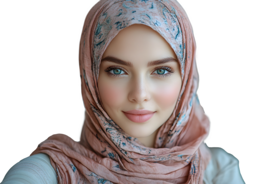 beautiful muslim woman selfie, PNG file, Transparent Background