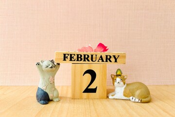 2月の可愛いイメージと猫