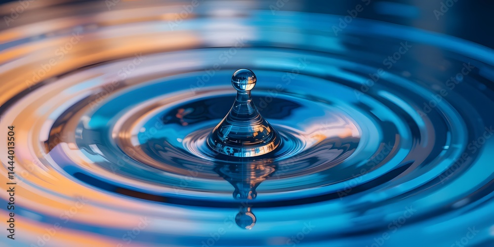 Poster Oil Drop Closeup Showing Vibrant Colors On Water. An Iridescent, Abstract Pattern Reveals A Beautiful Effect. A Colorful Backdrop Highlights Light And Liquid Interaction. This Showcases Natural