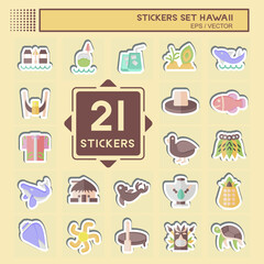 Sticker Set Hawaii. related to Holiday symbol. design editable