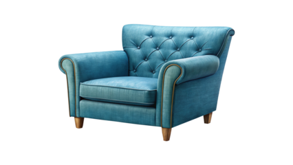 Elegant Teal Armchair with Tufted Back and Rolled Arms, a Stylish Addition