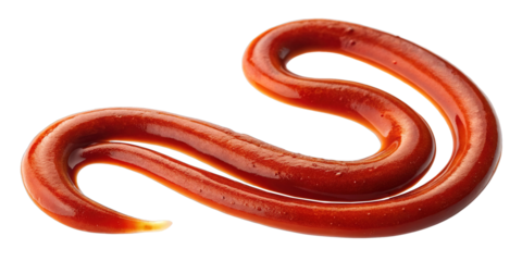 Entwined loop of tomato ketchup on a transparent background, studio shot