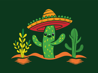 mexican sombrero and cactus