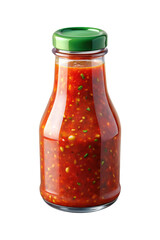 A bottle filled with vibrant red salsa, perfect for spicing up any meal