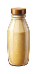 Glass Jar Filled with Creamy Peanut Butter or Tahini with Brown Lid