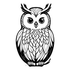 Stylized owl illustration with intricate line work and symmetrical design