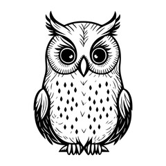 Elegant owl illustration with stylized feathers and captivating large eyes