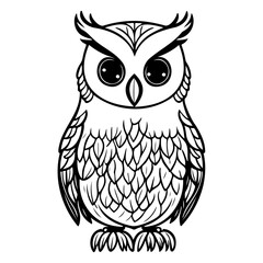 Stylized Owl Illustration Featuring Geometric Feathers and Sharp Lines Design