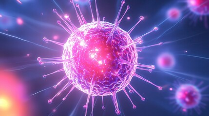 Nanotechnology. Abstract Physics Atom Proton Particle. Light Plasma Ball. Science Microscope Background. Virus Cell. Medical Science and Tech Inspired Abstract Background. Vector Illustration.