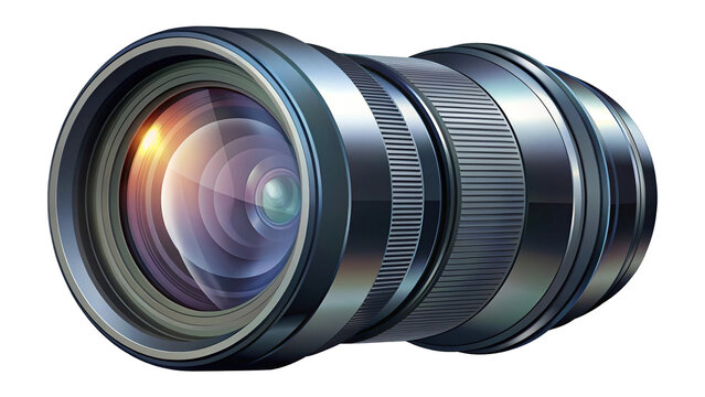 High resolution image of a professional photographic lens on white background