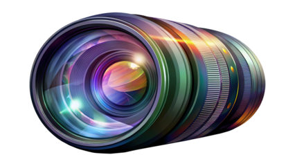 Professional Camera Lens Illustration Showing MultiCoated Glass Elements and Realistic Detail