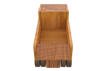 Detailed Wooden Toy Truck with Visible Wood Grain, Handmade Craftsmanship on Neutral Background