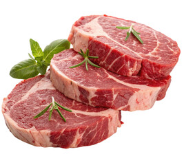 raw beef steak on white background