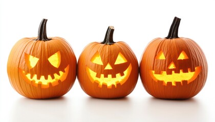 Fototapeta premium Three carved Halloween pumpkins