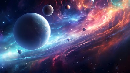 Obraz premium Realistic photo of a glowing nebula and swirling colors cosmic landscape high resolution outdoor background authentic setting