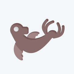 Icon Monk Seal. related to Hawaii symbol. flat style. design editable