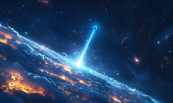 Global business growth concept with rising graph and earth background symbolizing success, economy, and expansion
