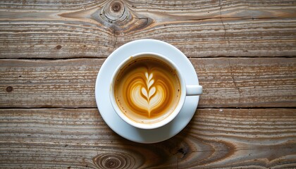light wood texture background with top down coffee setup, image placeholder