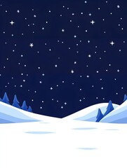 Snowy landscape at night under a starry sky