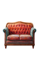 Luxurious twoseater sofa with tufted back, elegant wood frame, and soft hues