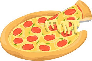 pizza with salami and cheese