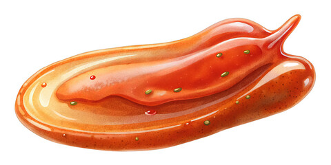 Naklejka premium Stylized Tteokbokki Piece with Gochujang Sauce on a Black Background
