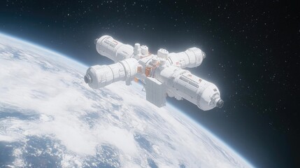 Space station orbiting Earth