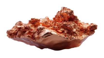 Copper Ore: A close-up shot showcases a raw copper ore sample, revealing its intricate crystalline structure and distinctive reddish-brown hue.