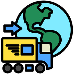 Export Goods mini illustration colored outline icon, use for trade wars, economy, business, finance, economic competition, UI, UX kit, app and web development, digital or print.