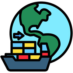Shipment mini illustration colored outline icon, use for trade wars, economy, business, finance, economic competition, UI, UX kit, app and web development, digital or print.