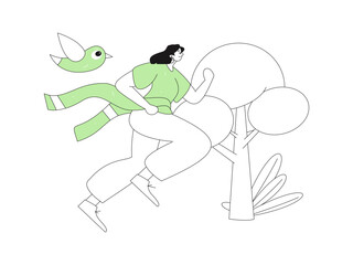 People exercising healthy running vector internet operation illustration
