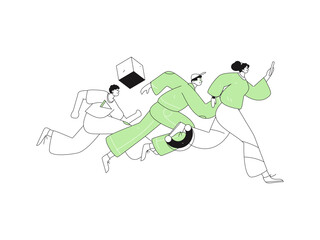 People exercising healthy running vector internet operation illustration
