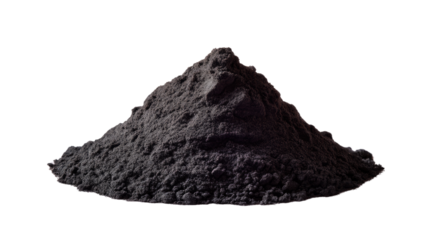 Black Powder Pile: A detailed close-up of a pile of fine black powder, showcasing its texture and granular consistency.  The image highlights the dark, almost charcoal-like shade of the substance.