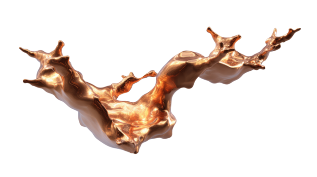 Intricate Copper Sculpture: A striking copper sculpture displays a unique, fluid form, capturing the essence of metal artistry in a mesmerizing display of abstract beauty and sculptural form.