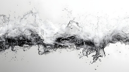 Obraz premium Dynamic water splash action on horizontal pure white background abstract photography minimalist design