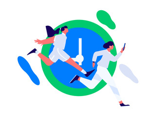 People exercising healthy running vector internet operation illustration
